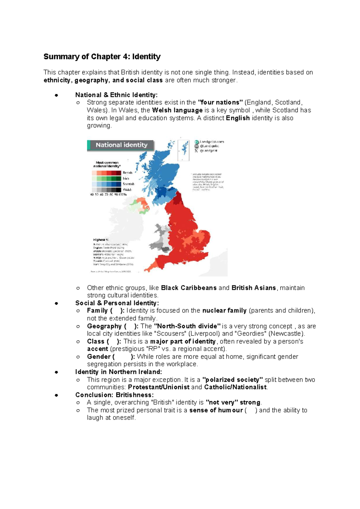 Summary of Chapter 4: British Identity and Its Complexities - Studocu