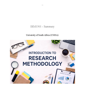 IRM1501 - Unisa - Introduction to Research Methodology - Studocu