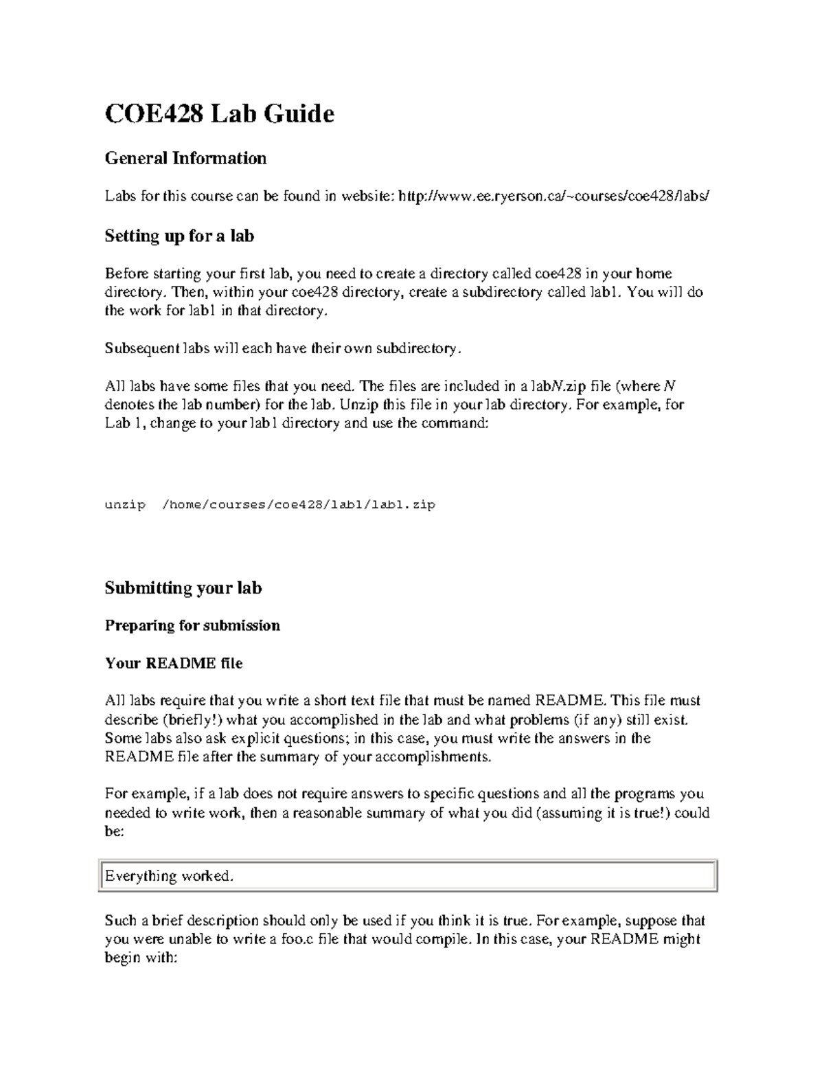 COE428 Lab Setup Guide: Creating Directories and Submitting Labs - Studocu