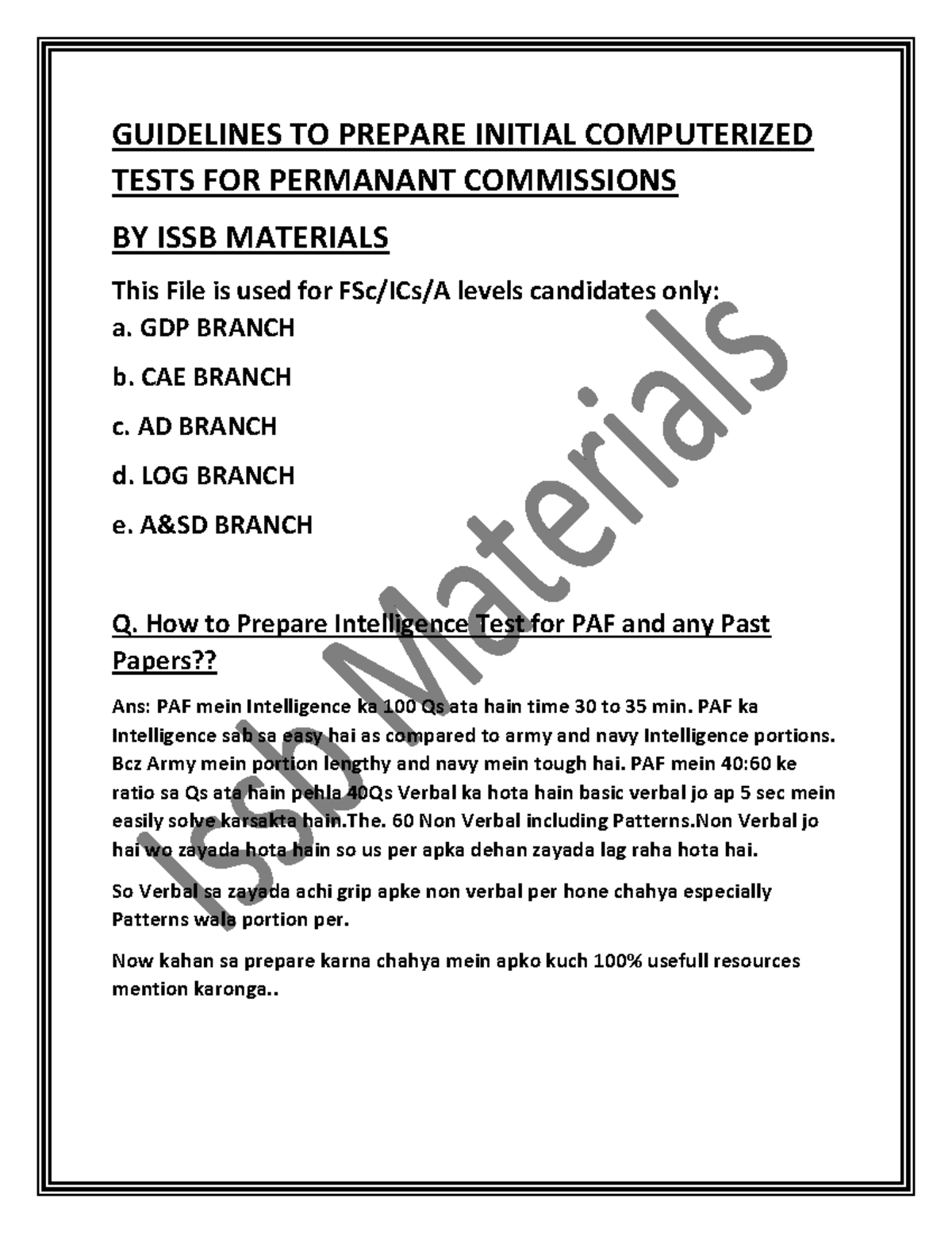 GUIDELINES FOR PREPARING COMPUTERIZED TESTS FOR PAF BRANCHES - Studocu