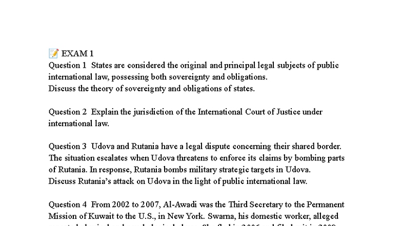 HNKTQT: Comprehensive Review of International Law Exam Questions - Studocu