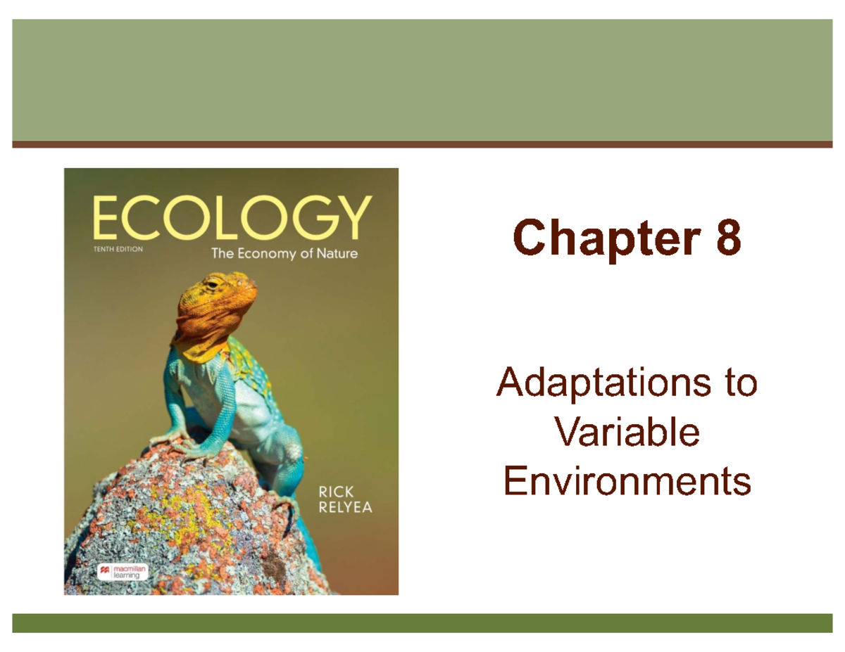 Adaptations to Environmental Variation: Chapter 8 Overview - Studocu
