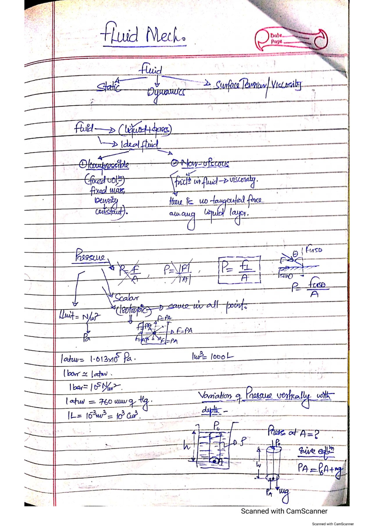 Fluid Mech-11: Dynamics of Ideal Fluids and Pressure Variations - Studocu