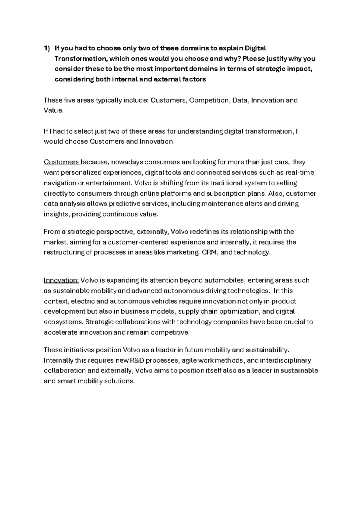 DX Case Study: Customers & Innovation in Digital Transformation - Studocu