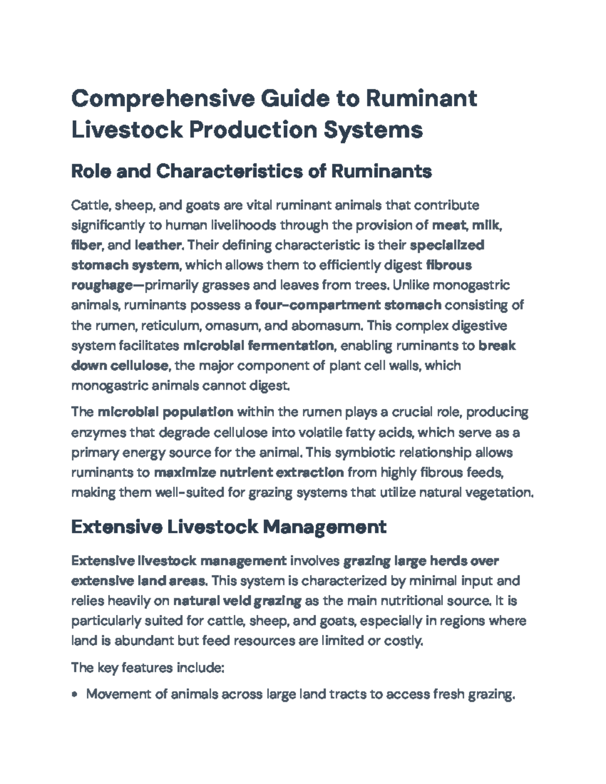 Ruminant Livestock Production Systems: A Comprehensive Overview - Studocu
