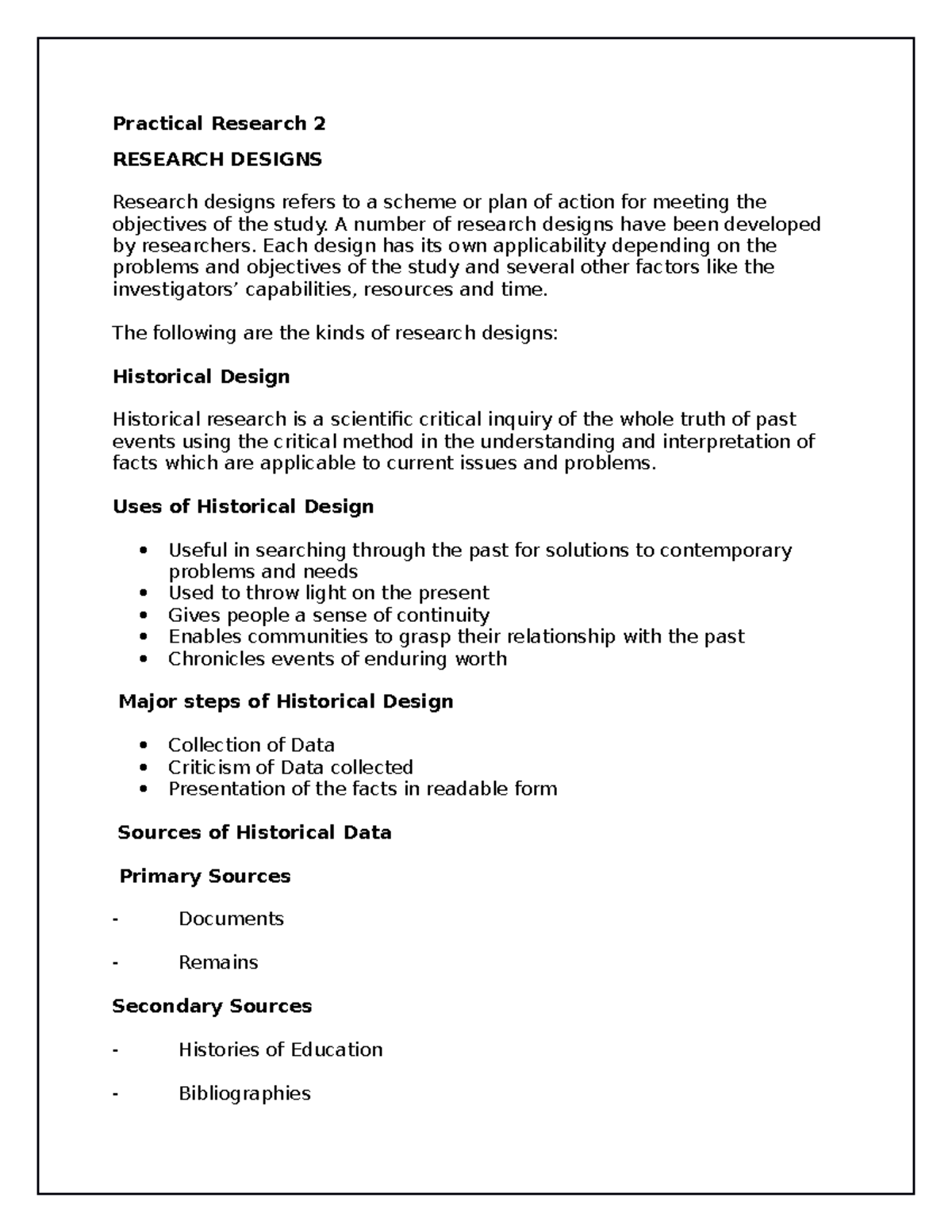 PR2 MID Lecture Notes: Overview of Research Designs and Sampling - Studocu