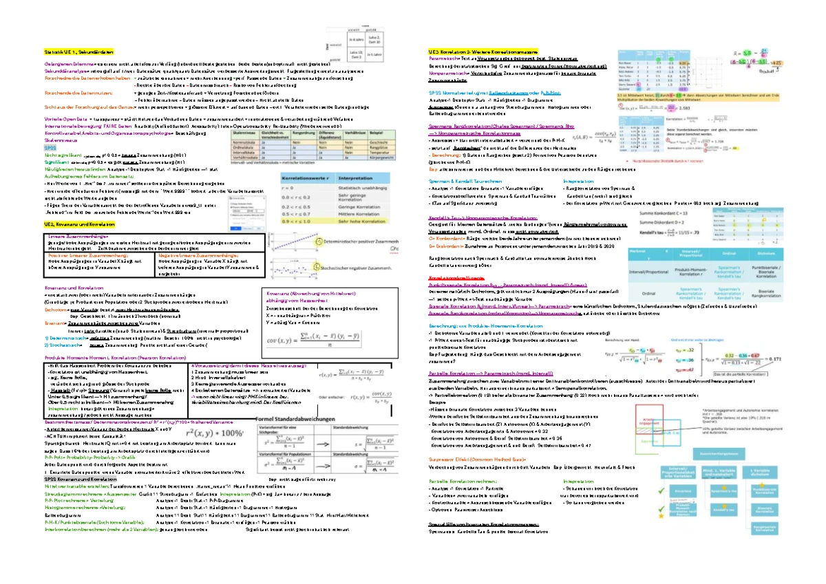 Statistik 3 Vorlesung 1: Analyseverfahren und Dateninterpretation - Studocu