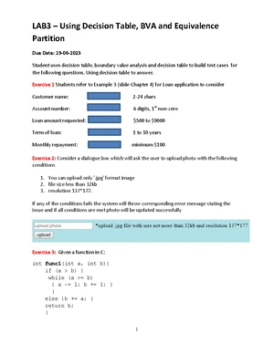 Lab 3 & 4: Component & Integration Testing in C/JAJA - Studocu