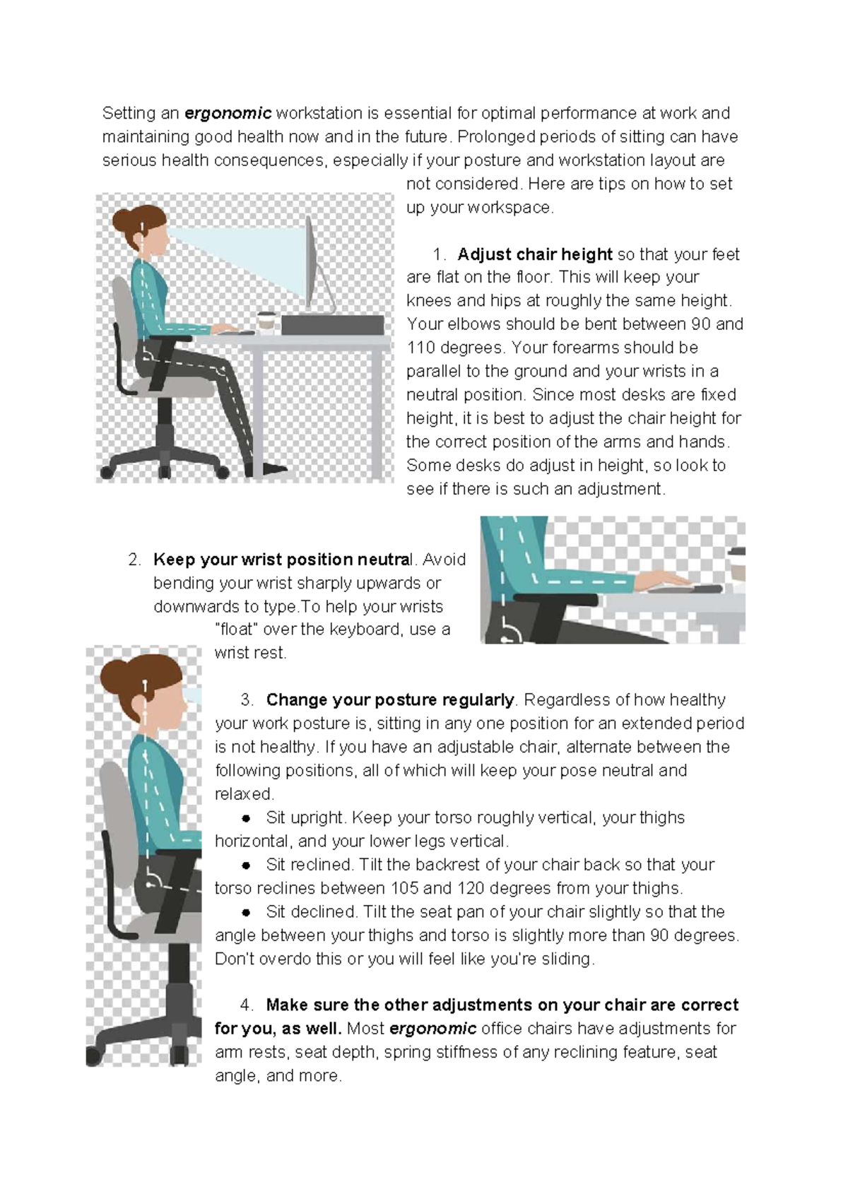 Setting Up an Ergonomic Workstation - Tips for Optimal Health - Studocu