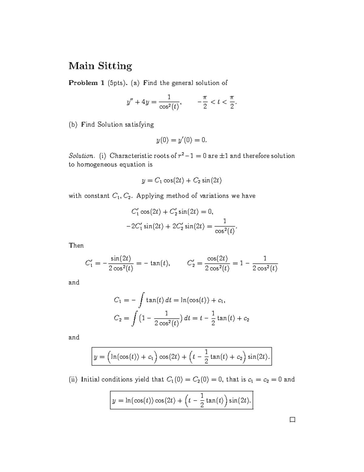 MAT244 Past Exam Solutions with Detailed Explanations - Studocu