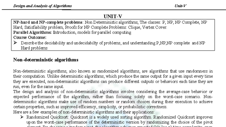 Design and Analysis of Algorithms: P, NP, NP-Complete, and Randomized ...