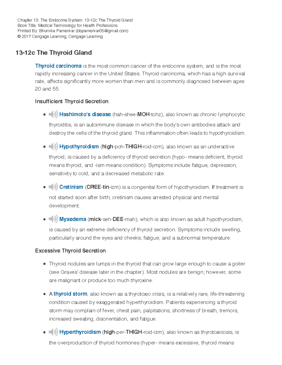 Chapter 13: Endocrine System - Thyroid Gland Overview (MEDT 101) - Studocu