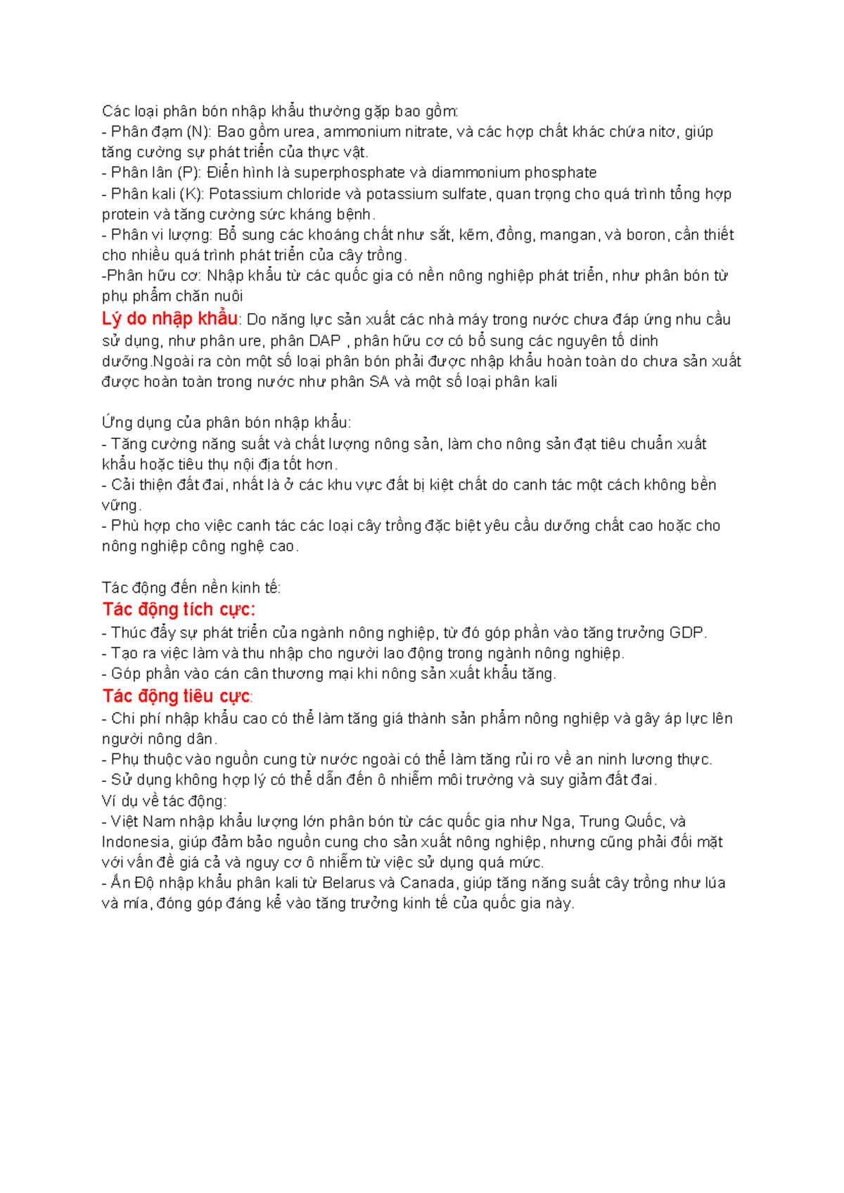 Xuat nhap khau phan bon nong nghiep - Co hoi lon cho nen nong nghiep Viet Nam trong thoi ky hoi nhap