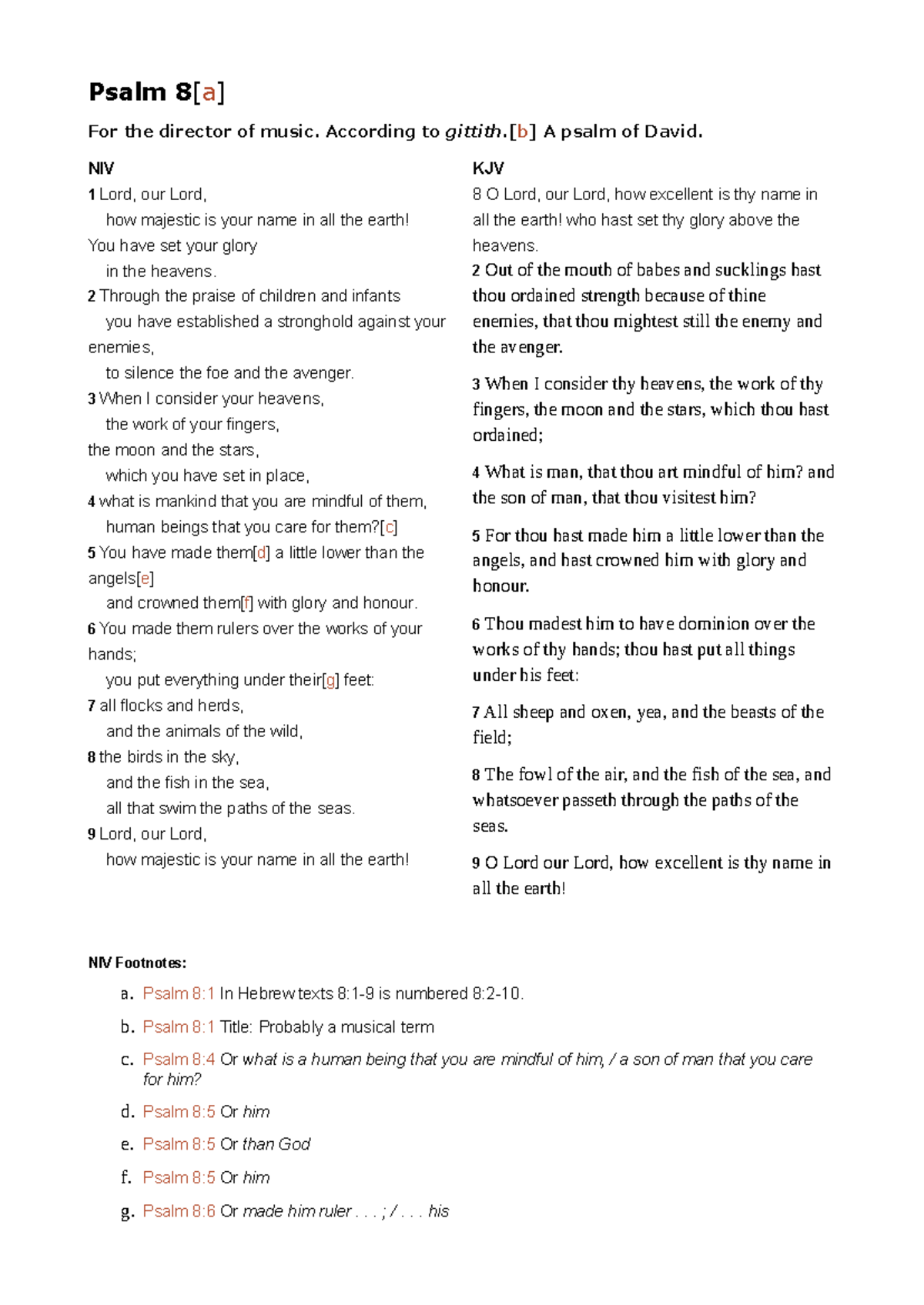 Psalm 8: A Bible Study on God's Majesty and Human Dignity - Studocu