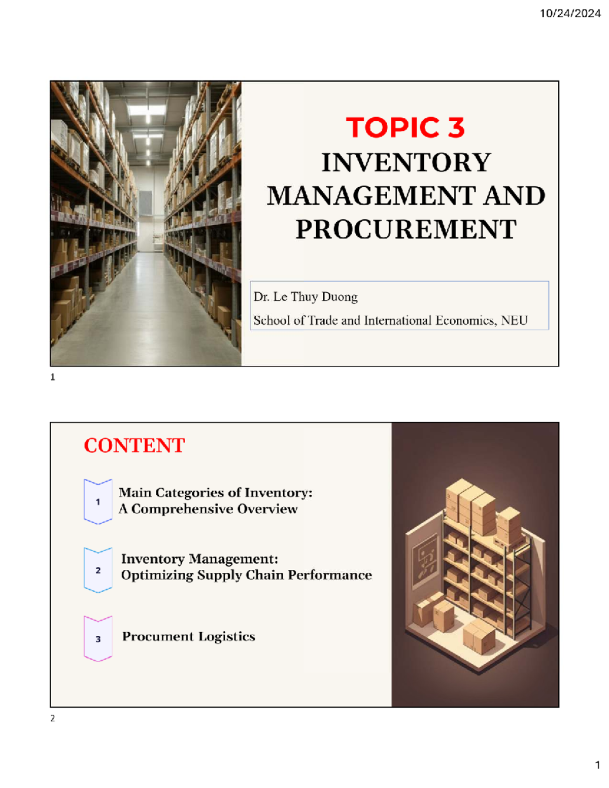 LMS: English for Logistics - Topic 3: Inventory Management ...