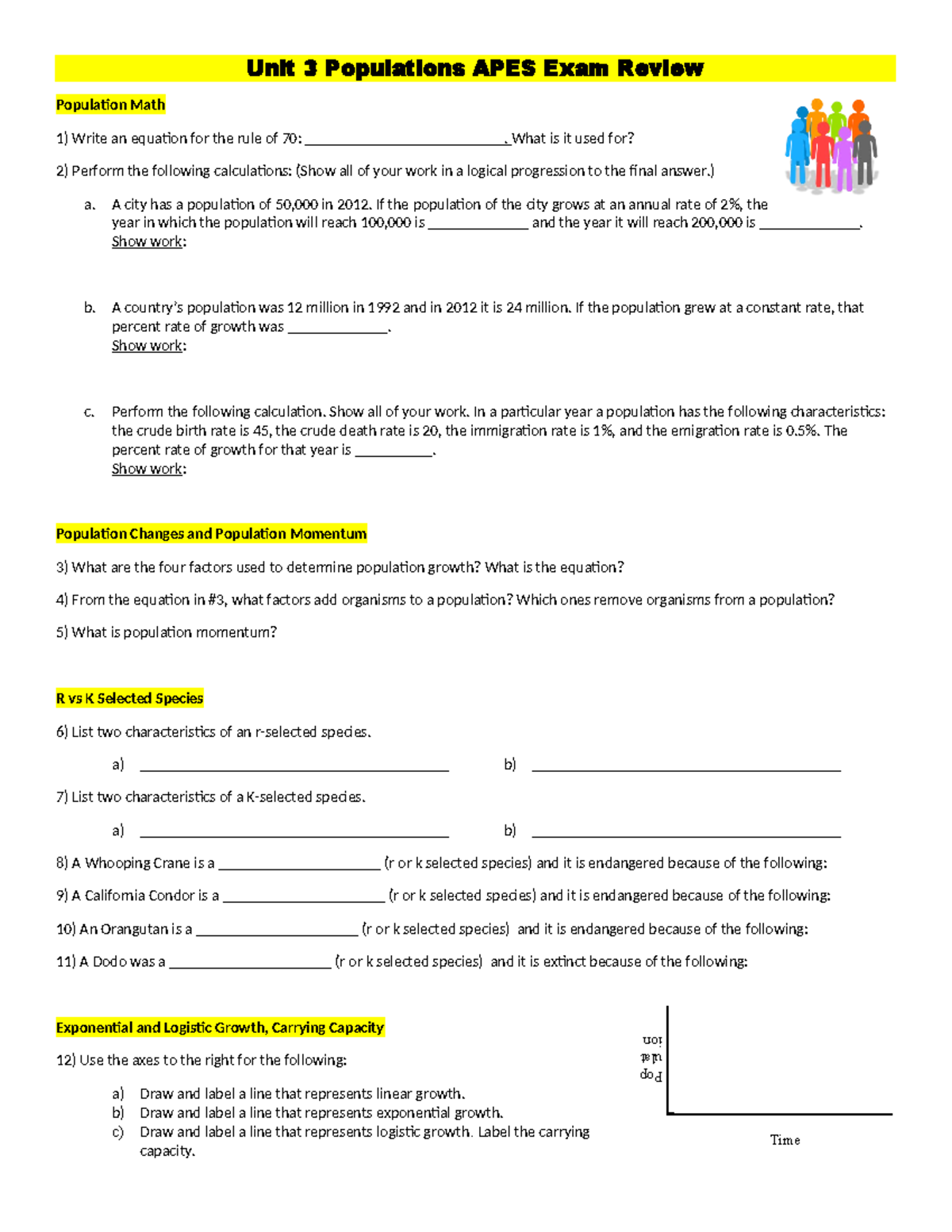 Unit 3 Populations APES Final Exam Review Guide - Studocu
