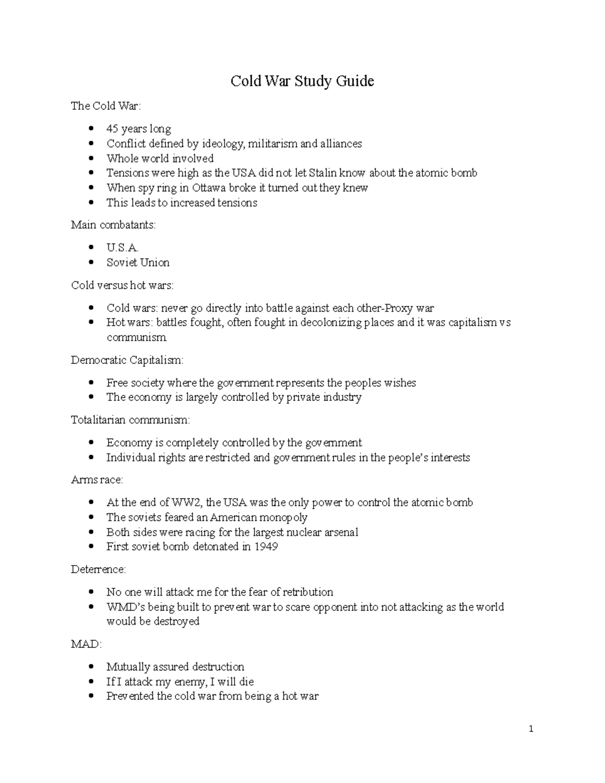 History Notes: A Study of Fascism, WWII, and the Cold War Impact - Studocu
