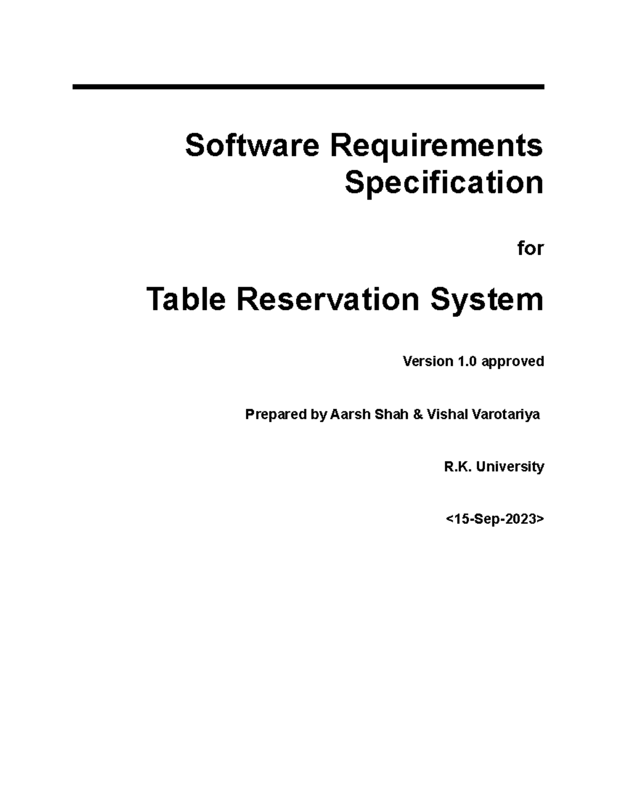 Vishal srs-Table Reservation - Software Requirements Specification for ...