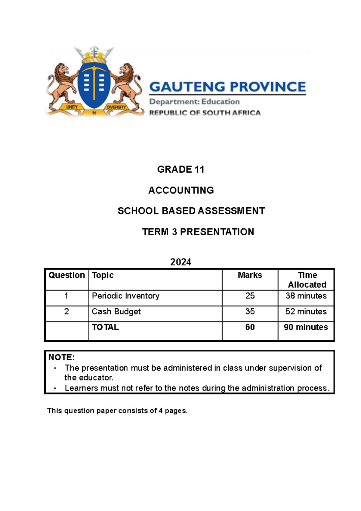 GRADE 11 ACCOUNTING TERM 3 SCHOOL BASED ASSESSMENT PRESENTATION 2024 ...