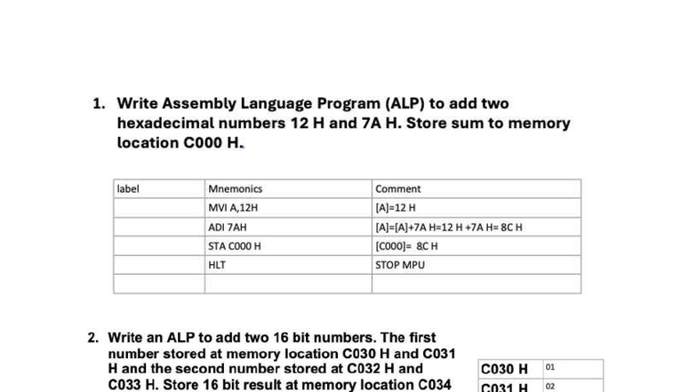 All PYQ ALP Questions (2020-2024) - Assembly Language Programming - Studocu