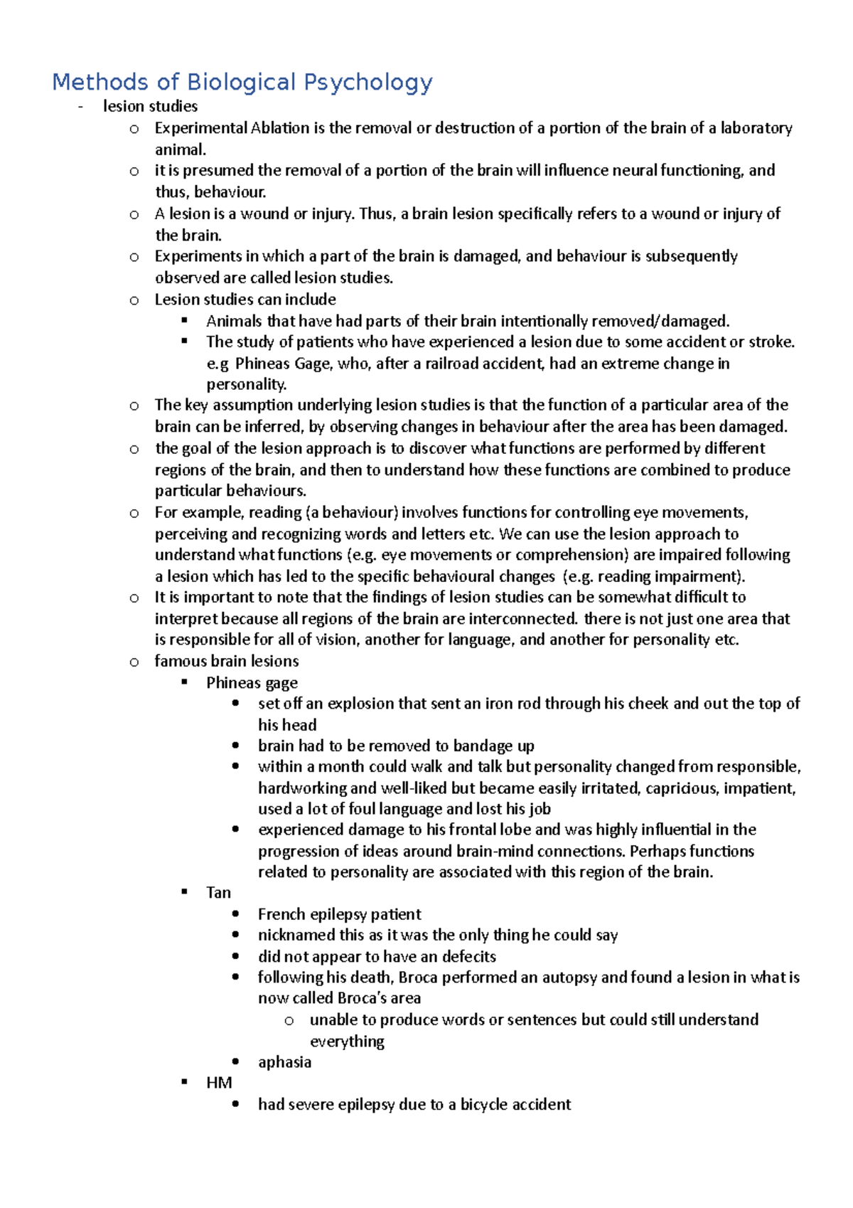 Bio Psych 101: Exam Notes & Lecture Summaries (Weeks 5-12) - Studocu