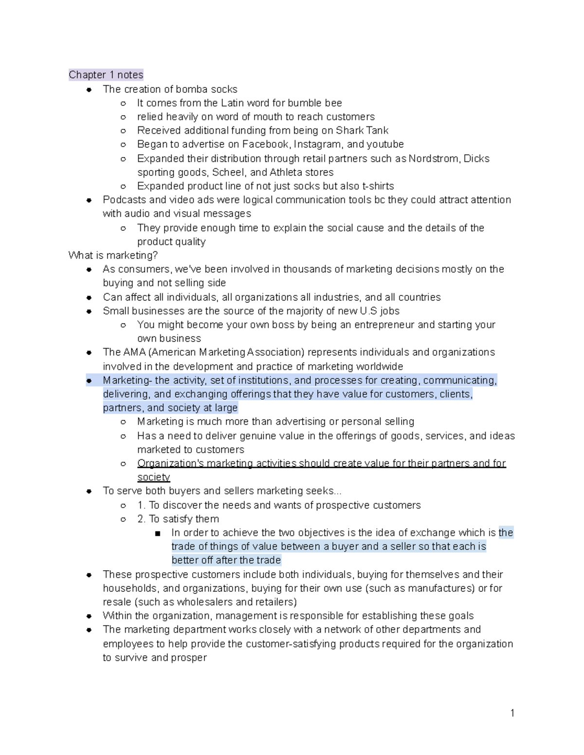 MKT 101: Chapter 1 - Introduction to Marketing Concepts and Strategies ...