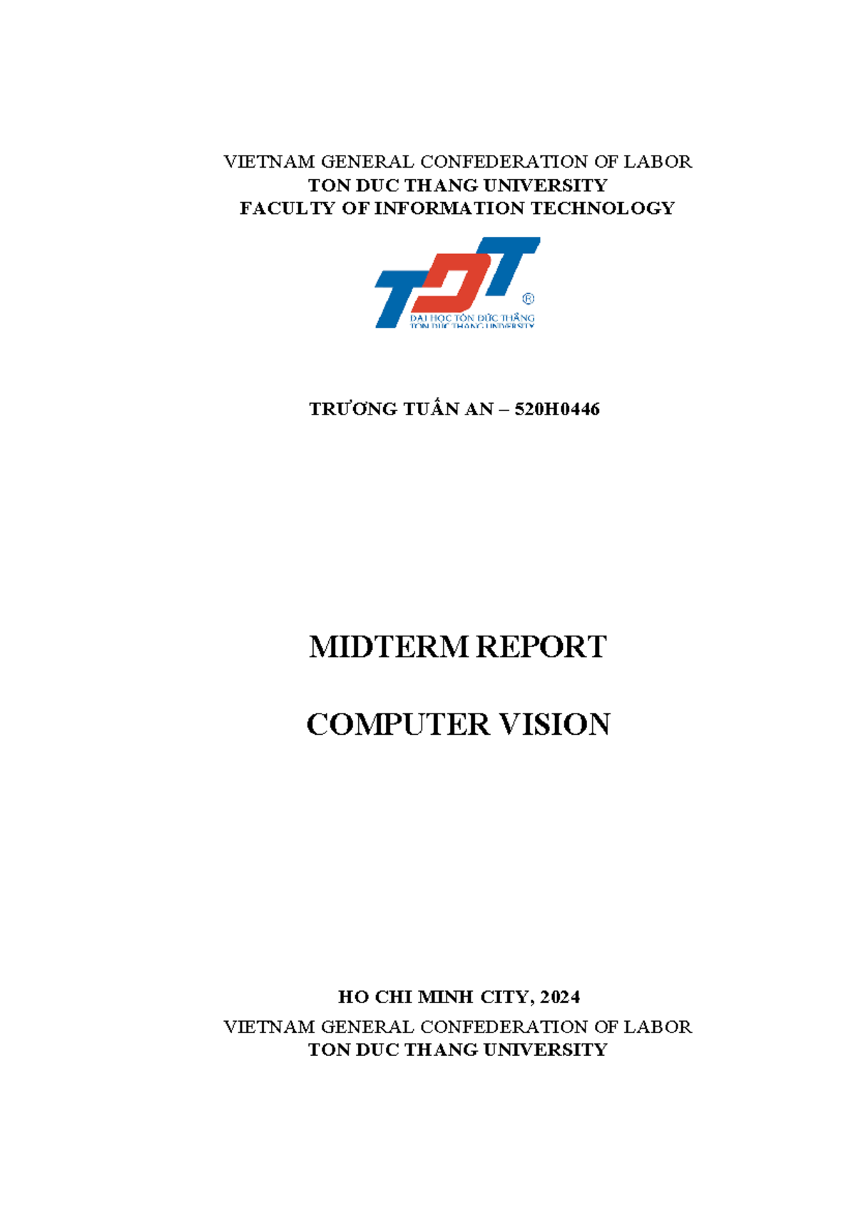 520H0446 Midterm Report on Computer Vision by Truong Tuan An - Studocu