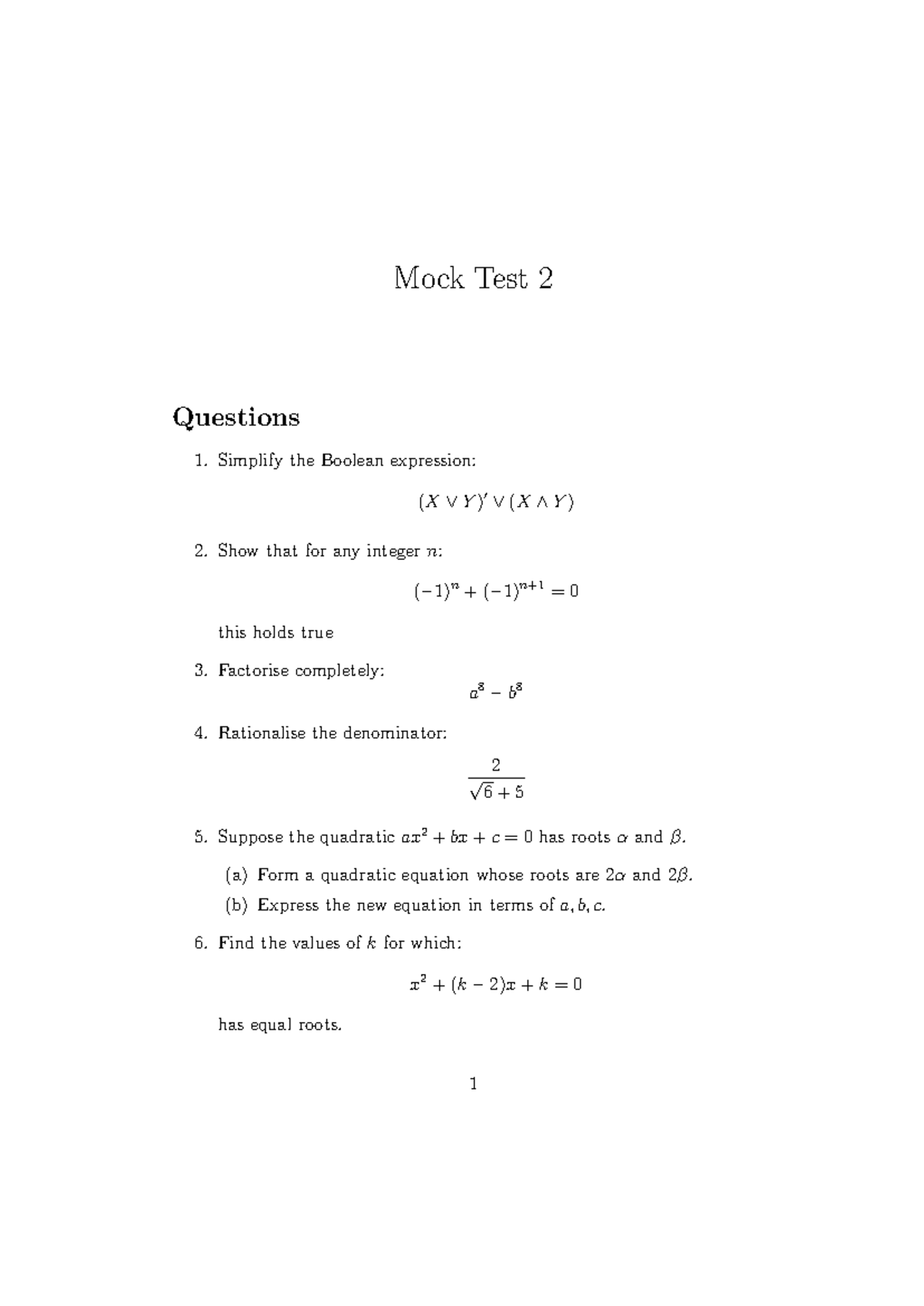 Mock Test 2 - Practice Questions and Solutions - Studocu