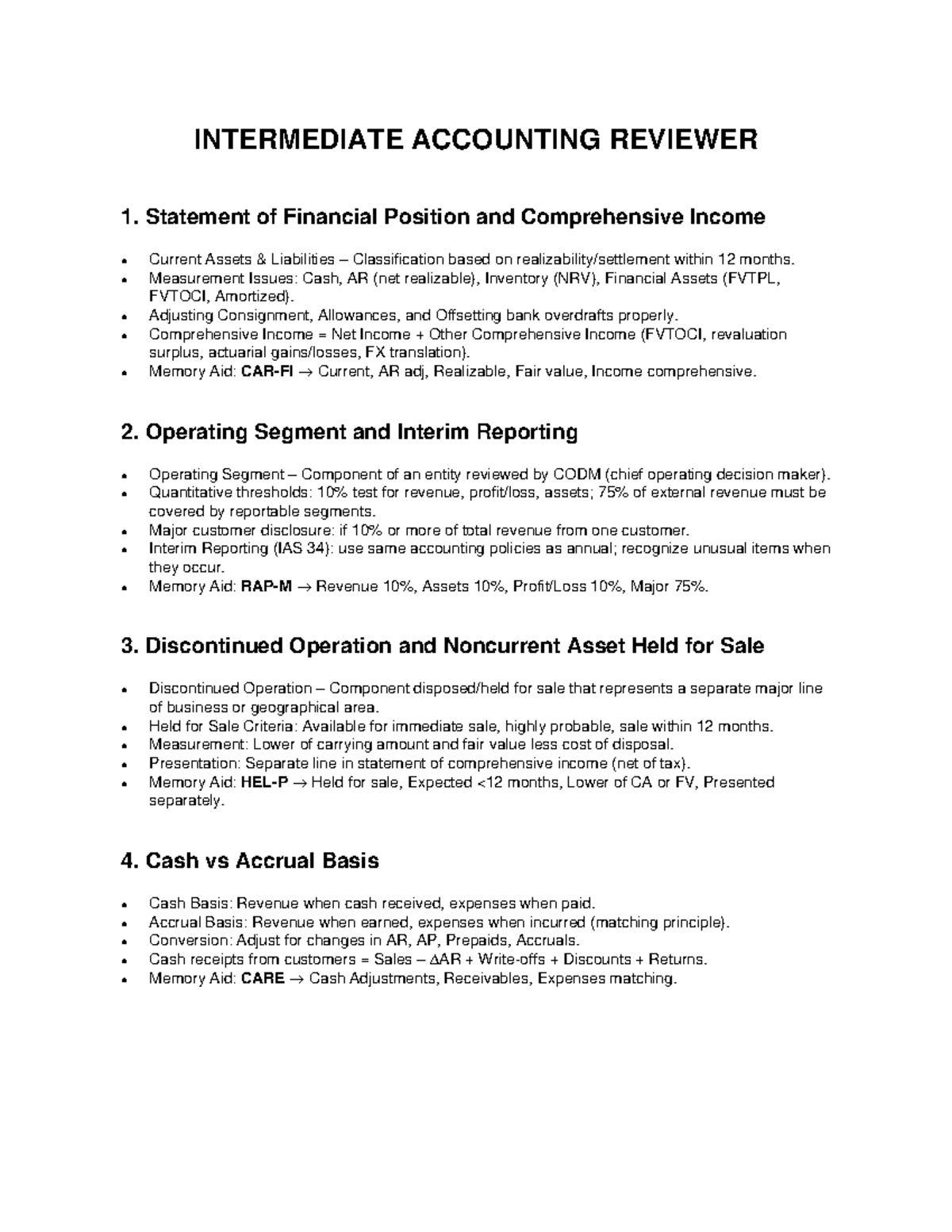 INT ACC 101: Comprehensive Review of Financial Position & Income - Studocu