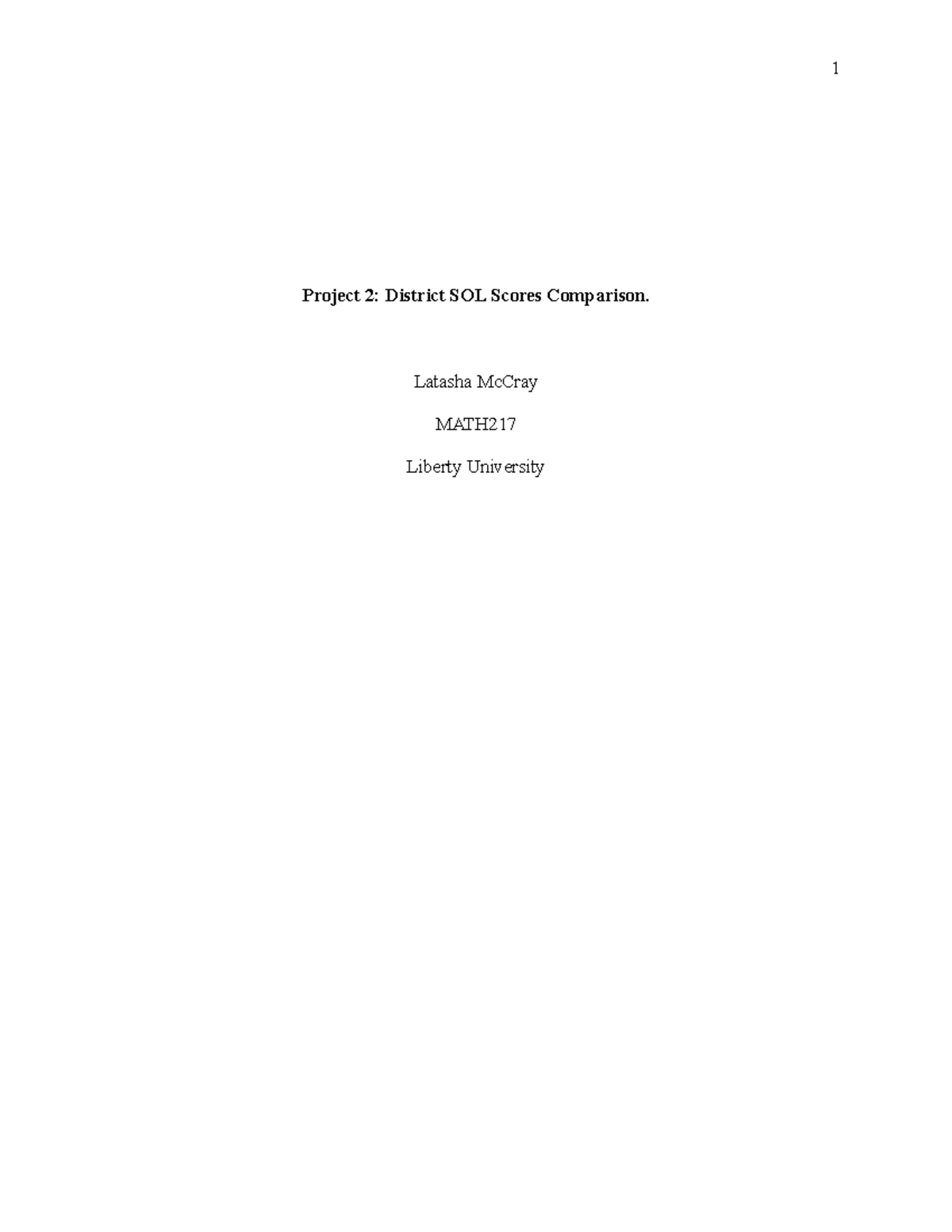 Project 2: Comparison of District SOL Scores for MATH - Studocu