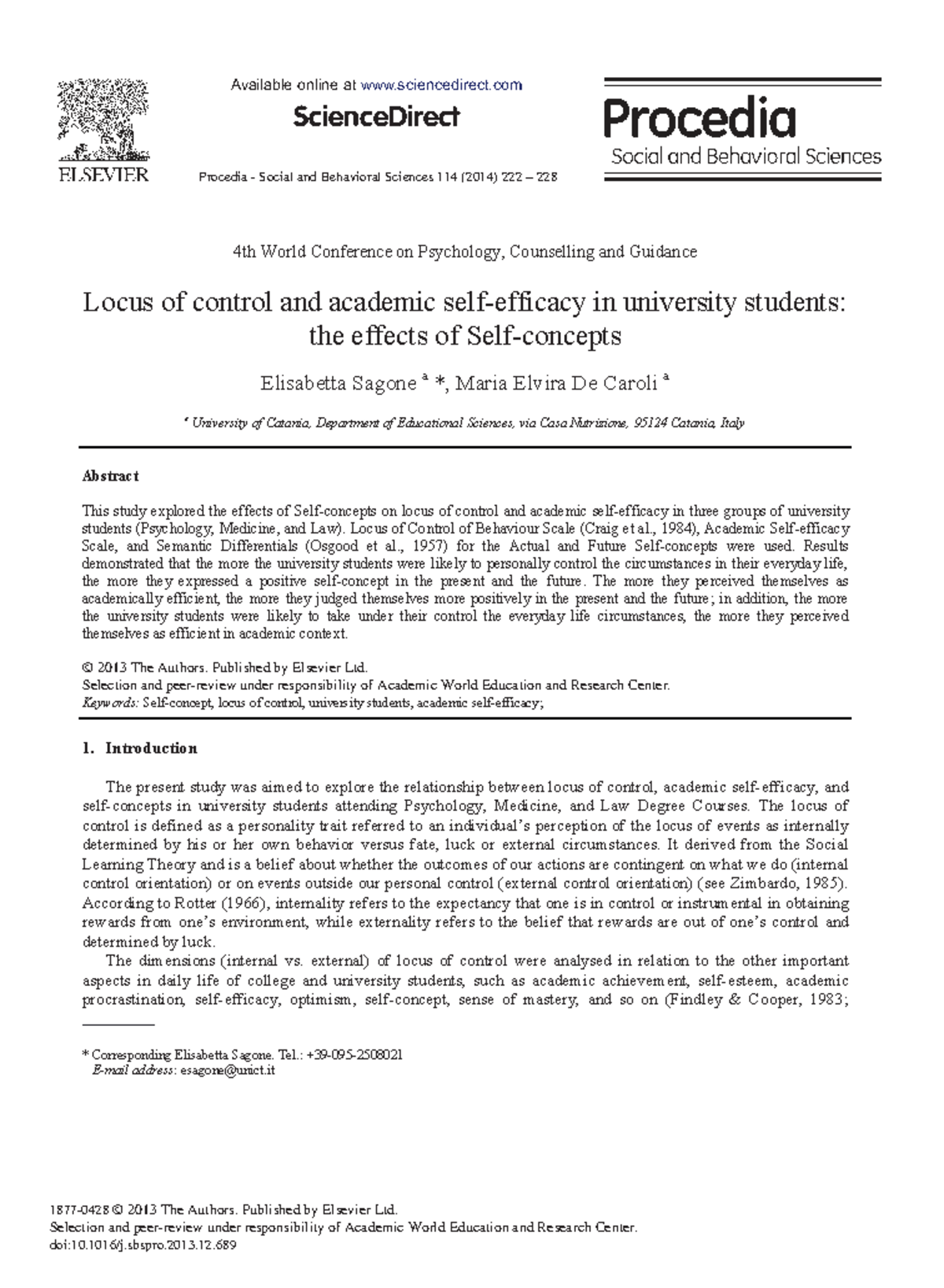 Locus of Control and Academic Self-Efficacy in University Students ...