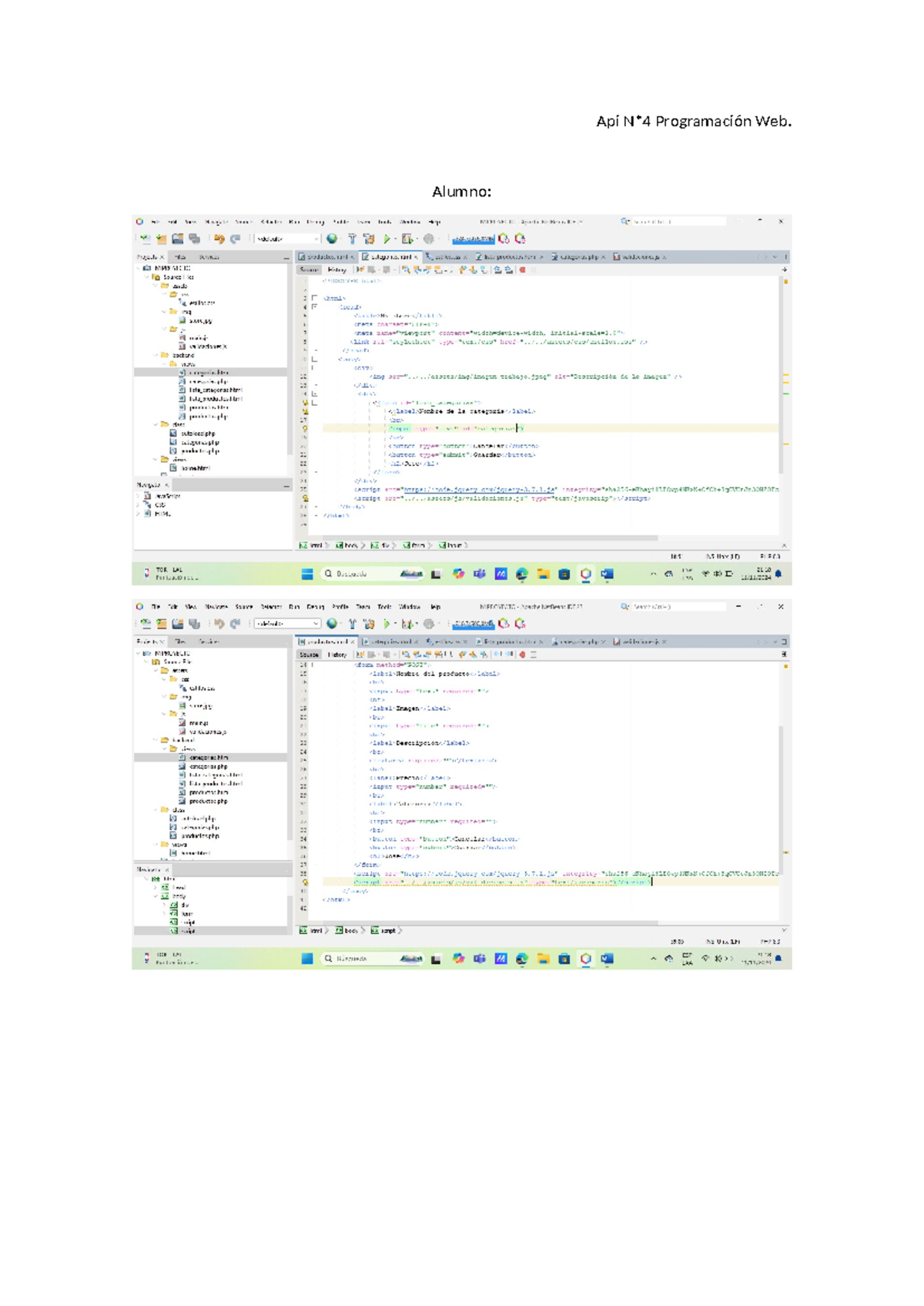 Api N2 PW - Api N*2 - Api N*. 4 Programación Web. Alumno: o File Edit ...