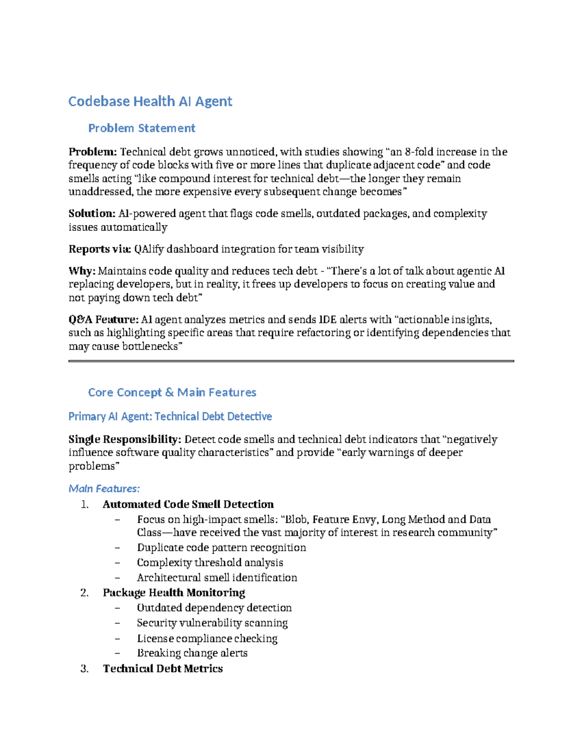 Technical Debt Detective: AI Agent for Code Quality (CS101) - Studocu