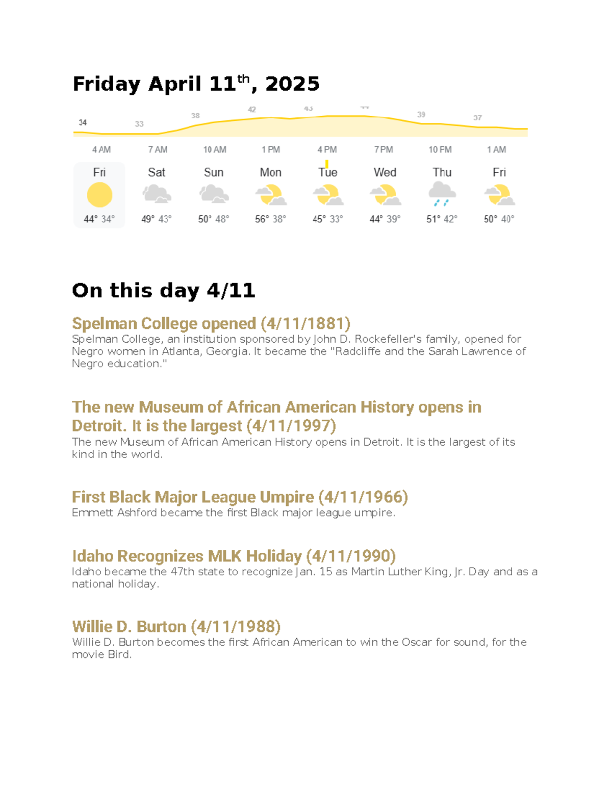 Historical Events on April 11th - Notes - Studocu