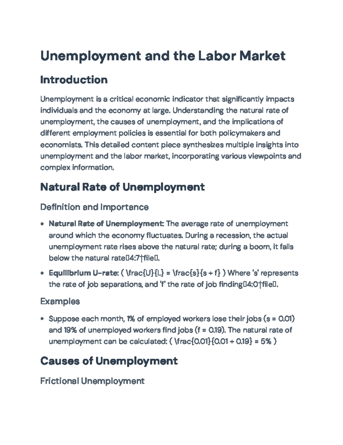 Unemployment Analysis and Labor Market Dynamics (ECO 202 ...