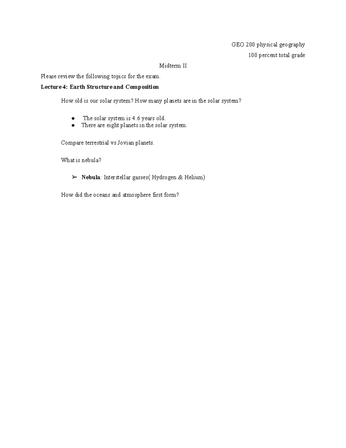GEO 200 Midterm II Study Guide: Key Concepts in Physical Geography ...