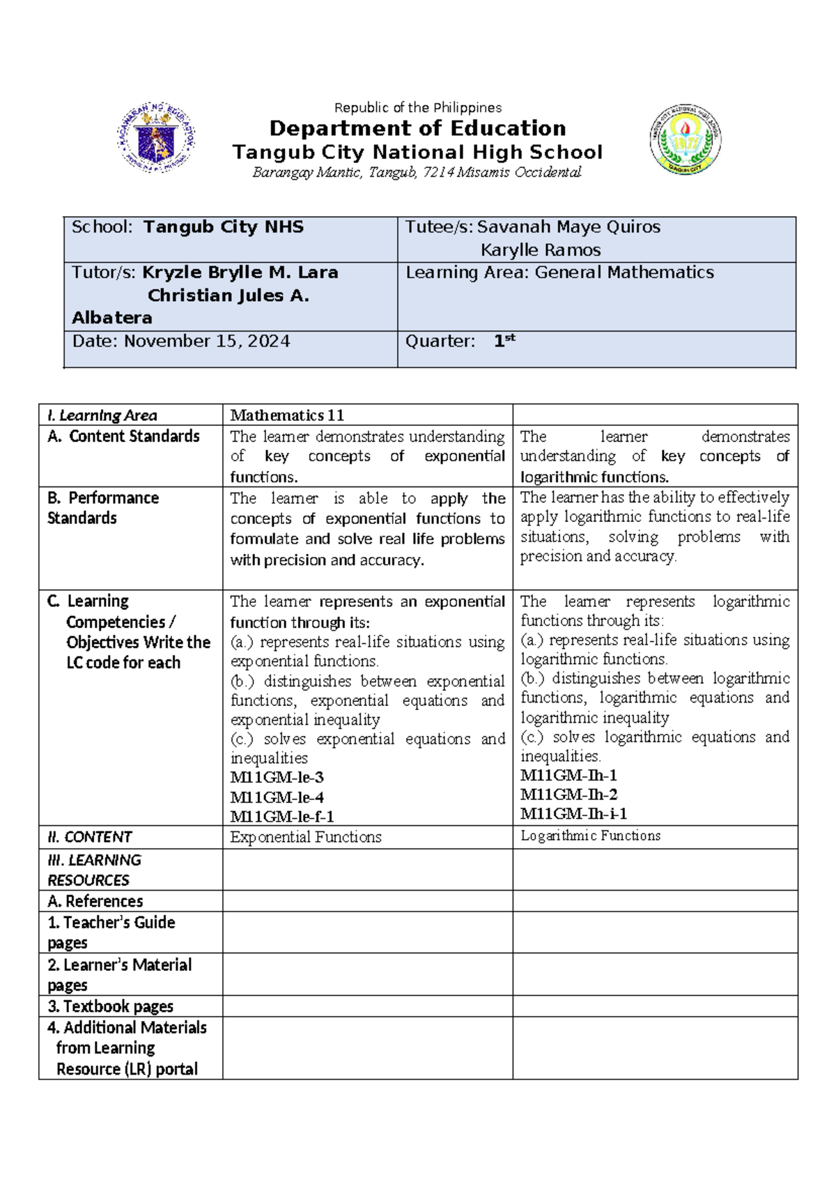 Lesson-Plan-Novex 1 - document type - Republic of the Philippines ...