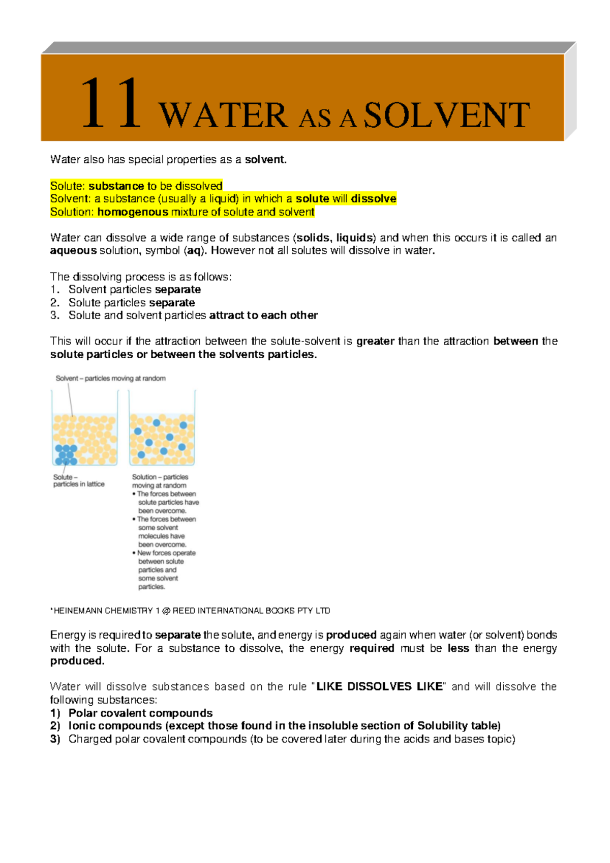 CHEMISTRY 1: Water as a Solvent - Properties and Importance - Studocu