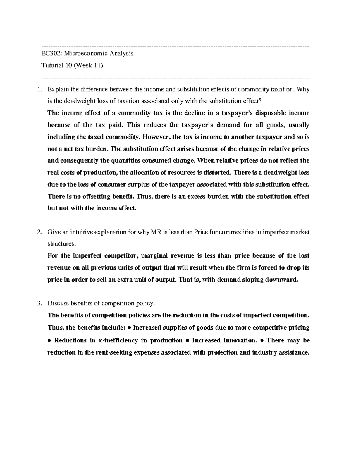 Tutorial 10 - Question and Solution - Microeconomic Analysis - USP ...