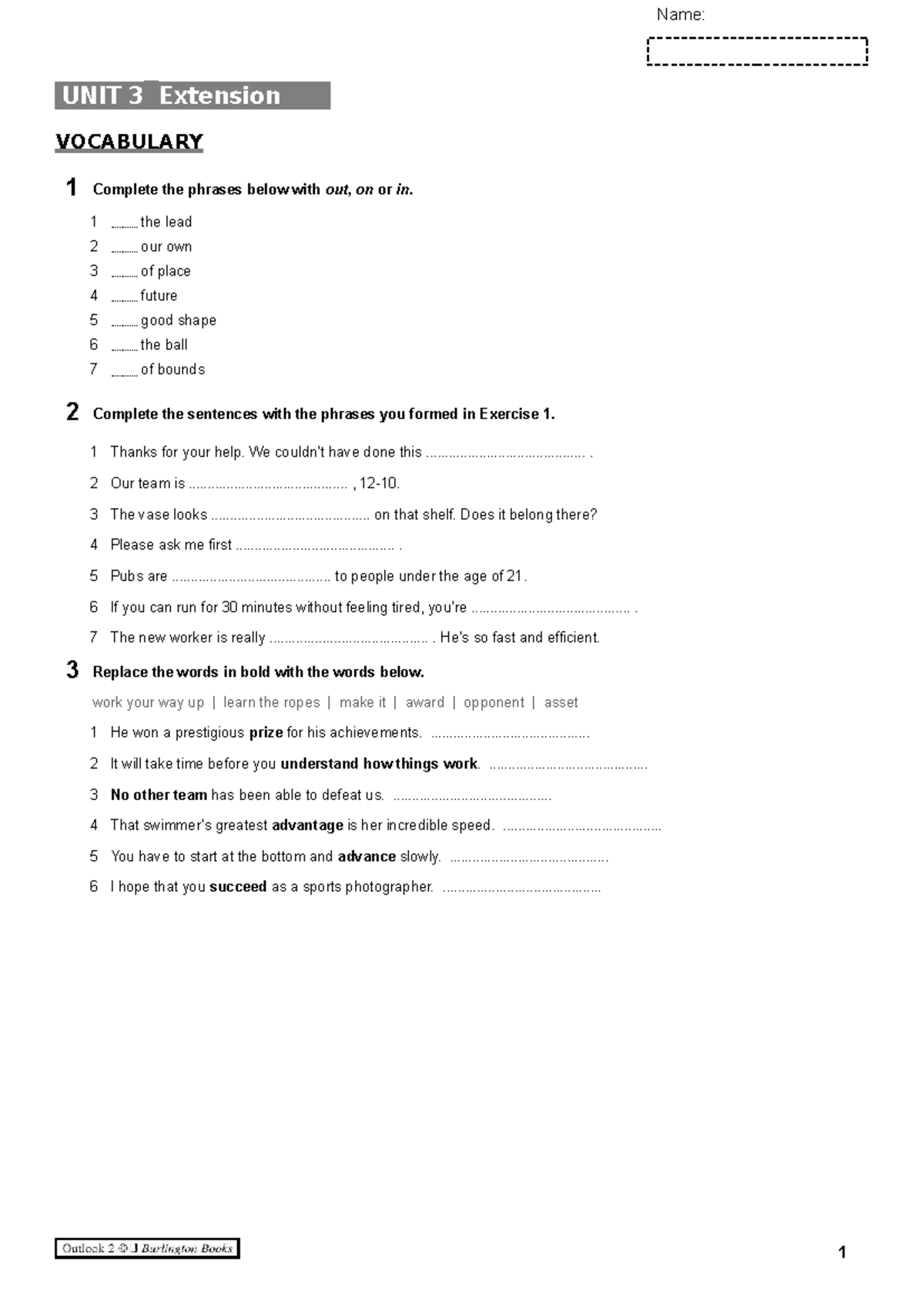 UNIT 3 Vocabulary & Grammar Extension 03Outlook 2 Exercises - Studocu