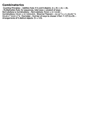 Combinatorics - Study Notes & Assignments - Studocu