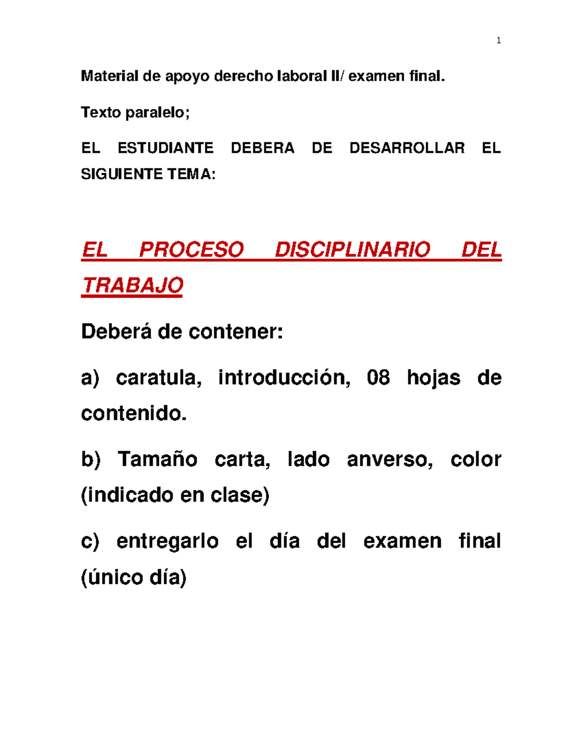 Material de Apoyo Derecho Laboral II - Examen Final - Studocu