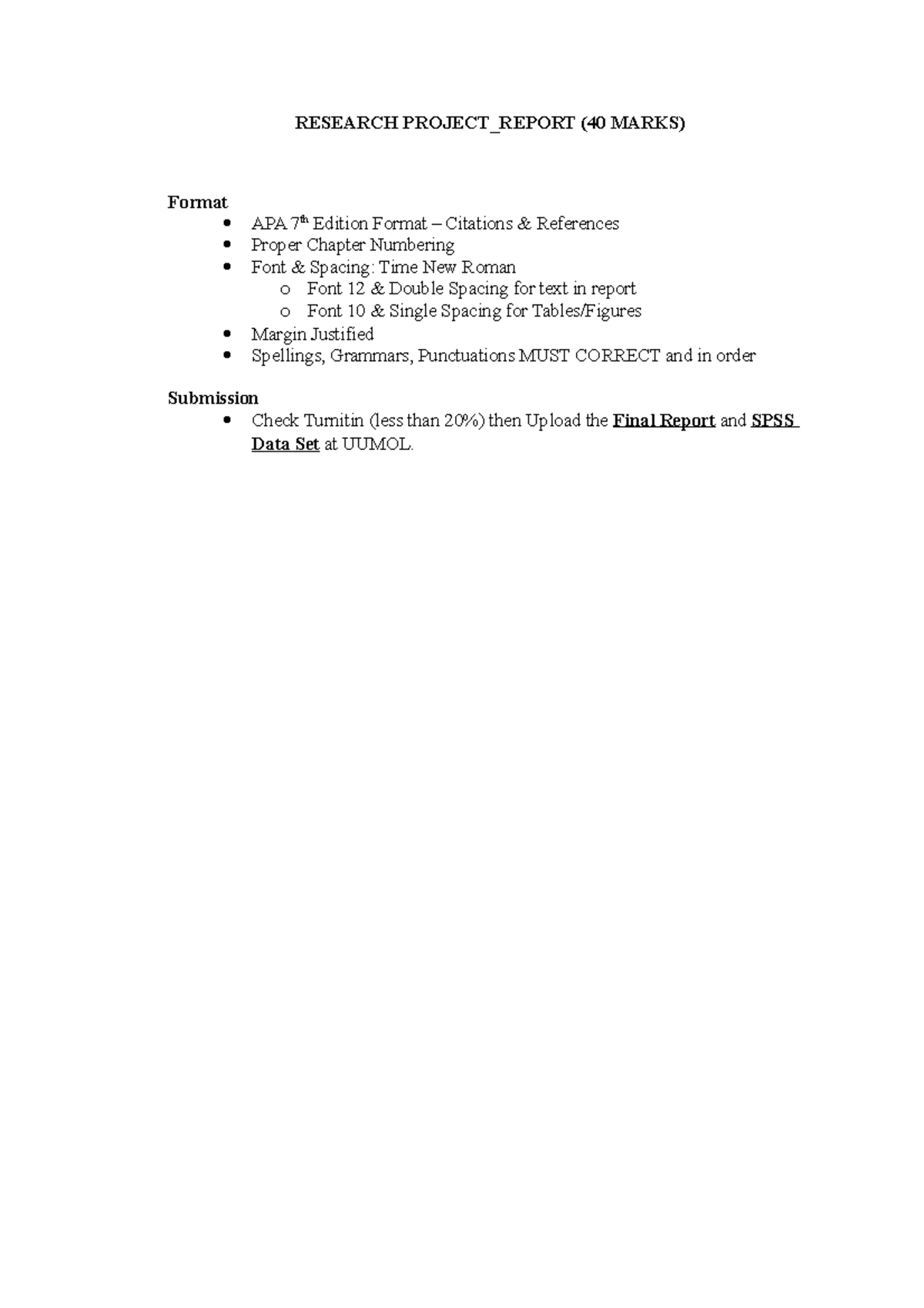 Research Project Report Guidelines for A212: APA Format & Structure ...