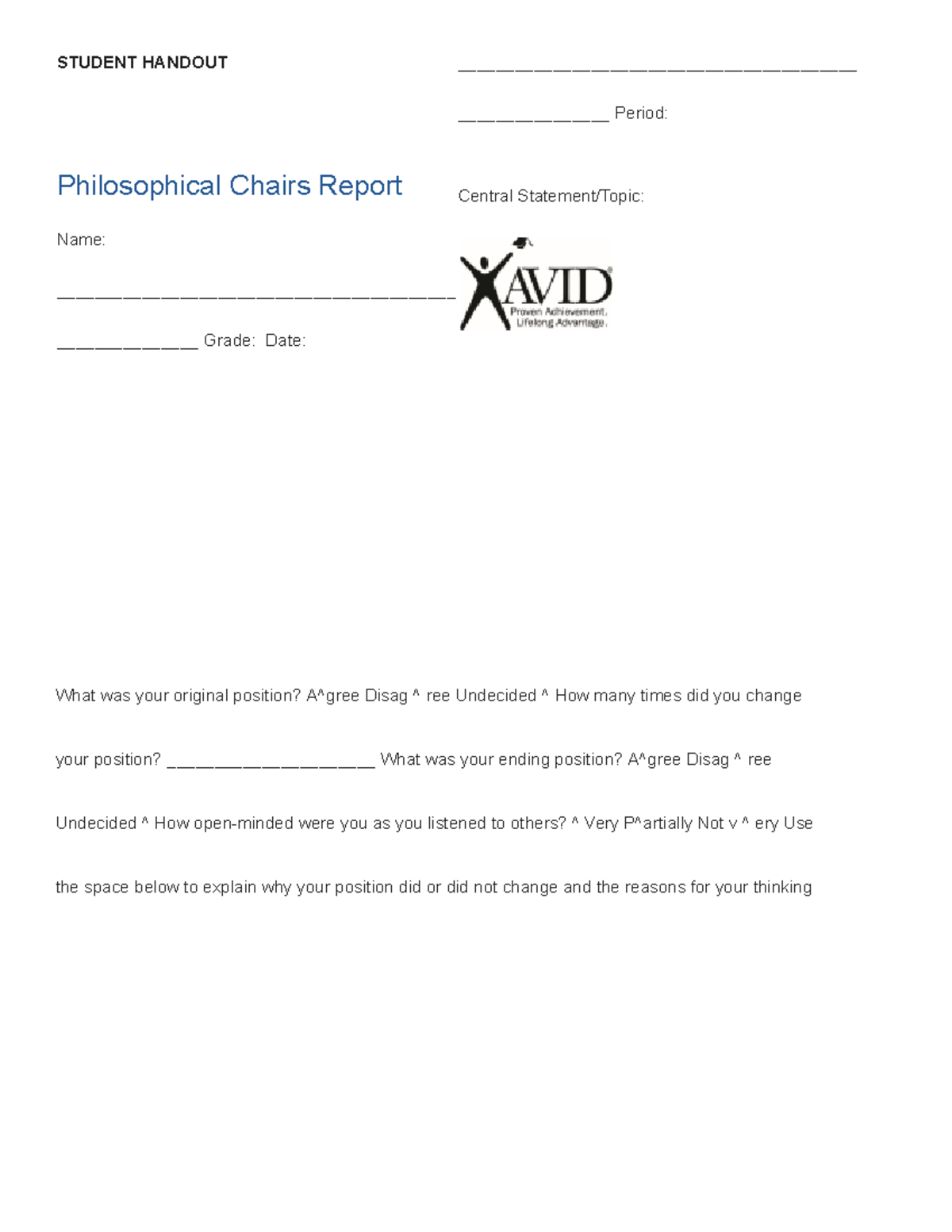 Student Handouts - Just Assignment - STUDENT HANDOUT Philosophical ...