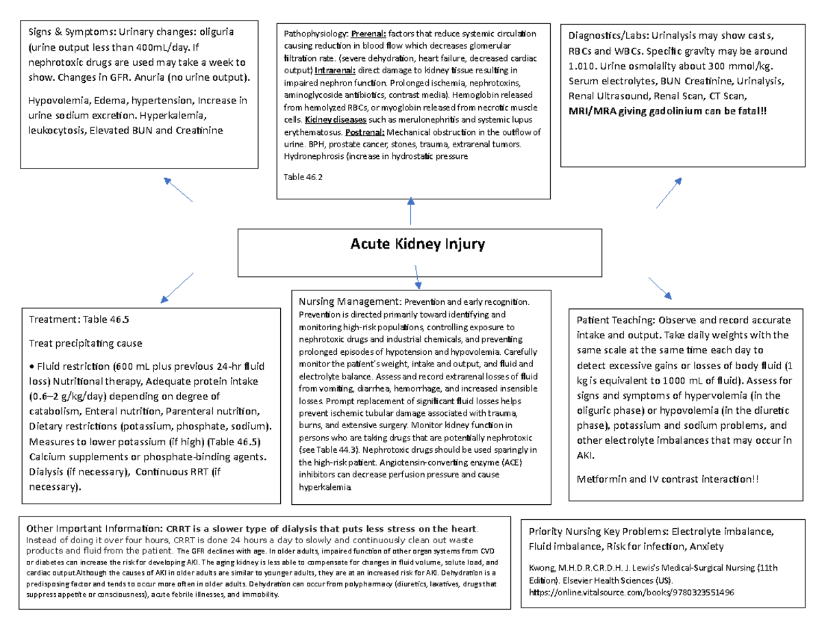 Pathophysiology Map: Acute Kidney Injury (AKI) Nursing Insights - Studocu