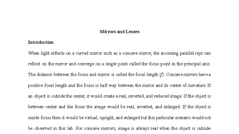 Mirrors and Lenses - Mirrors and Lenses Introduction When light ...