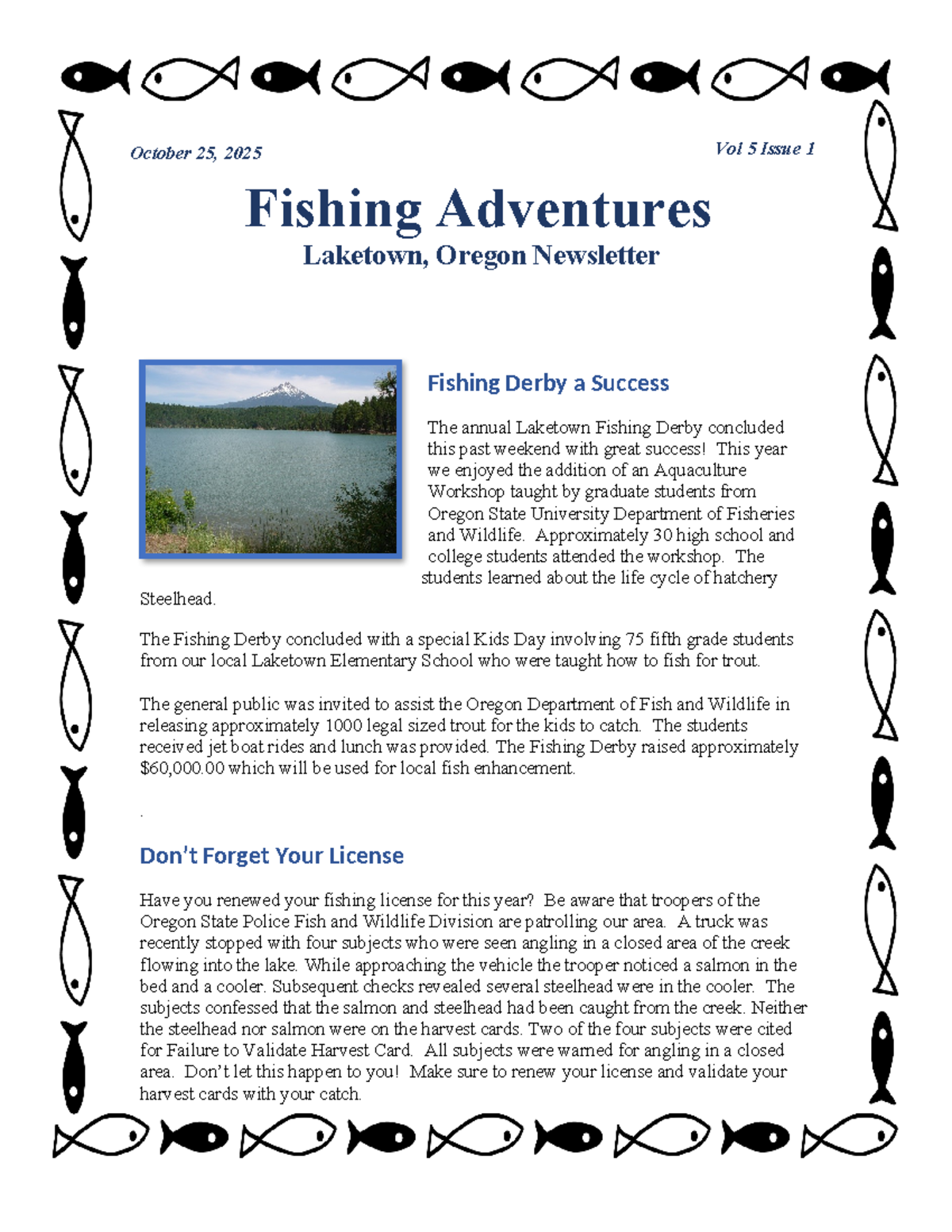Fishing Adventures Newsletter Vol 5 Issue 1 - October 2025 - Studocu