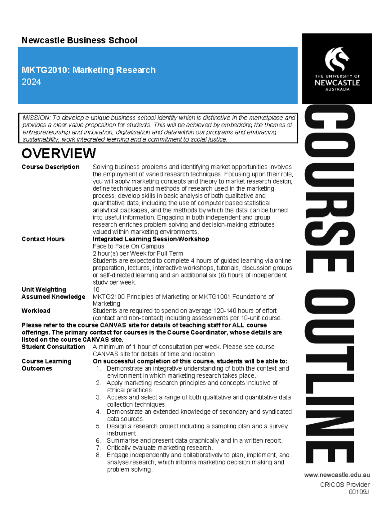 MKTG2010: Marketing Research Course Overview and Assessment Guide 2024 ...