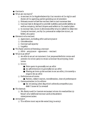 Contract Law - Study Notes & Assignments - Studocu