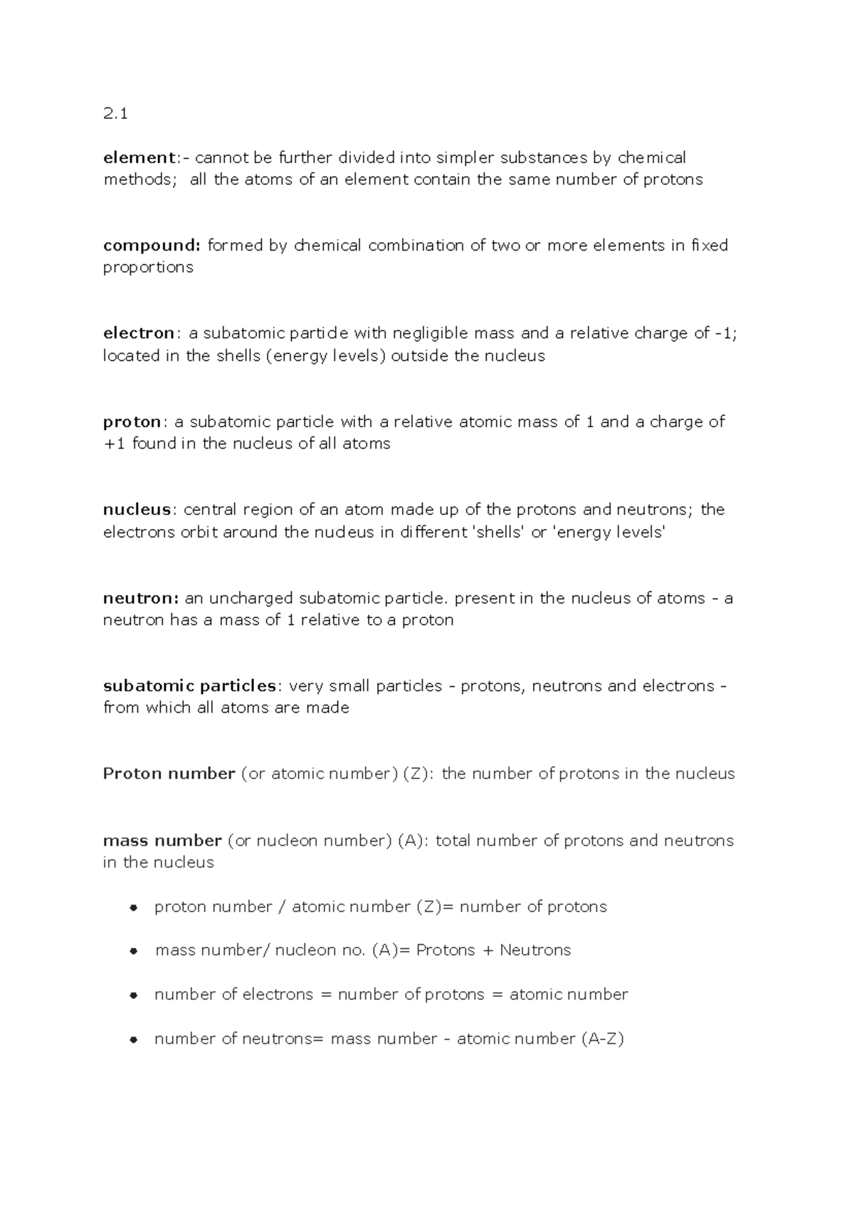 Chapter 2: Atomic Structure Overview and Key Concepts (MS) - Studocu